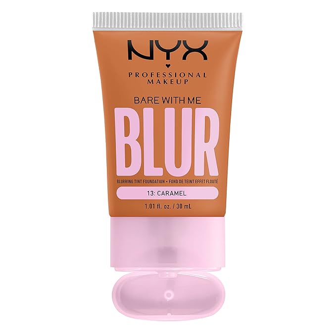 NYX PROFESSIONAL MAKEUP Bare With Me Blur Skin Tint Foundation Make Up with Matcha, Glycerin & Niacinamide - Caramel