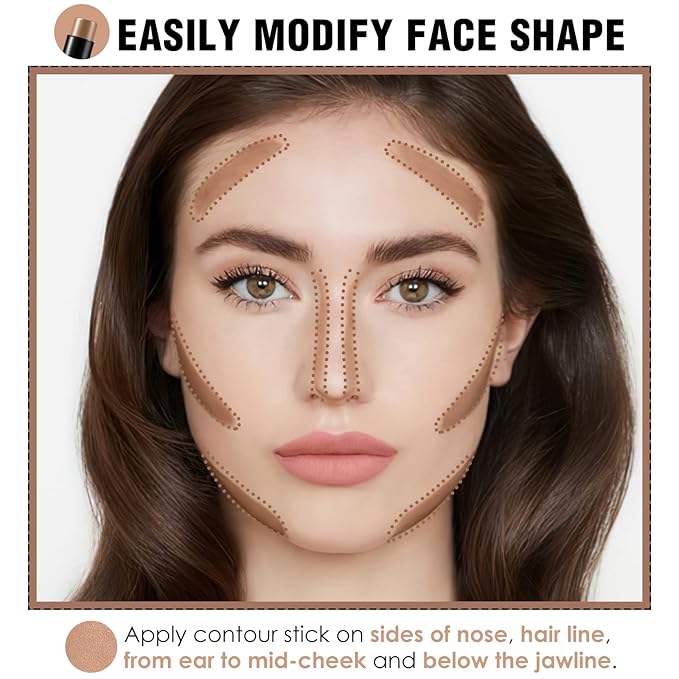 FOCALLURE Cream Contour Stick, Matte Bronzer Stick, Professional Face Shaping & Contouring Stick Makeup, Easy to Apply with Buildable Coverage, Long Lasting & Sweatproof, CLAY