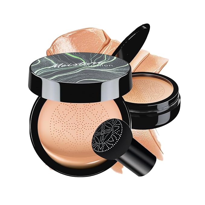 Mushroom Head Air Cushion CC Cream - BB Cream Face Makeup Foundation for Mature Skin Moisturizing Concealer Brighten Long-Lasting, Even Skin Tone for All Skin Types (Nude)