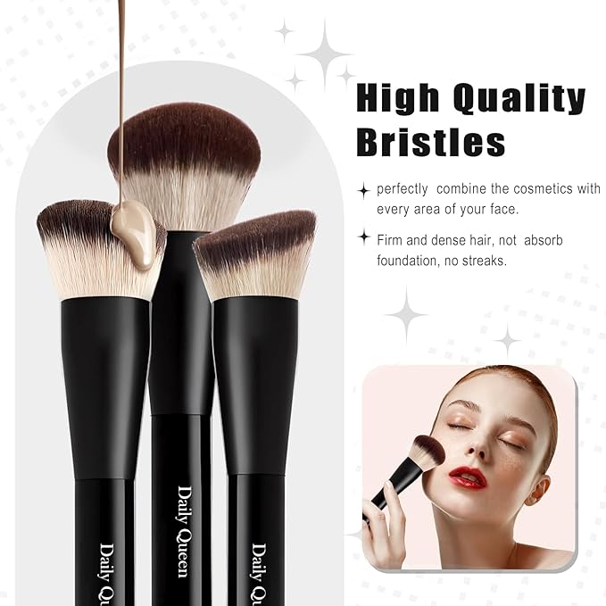 25 pcs Makeup Brush Set Holder Black Professional Kabuki Powder Concealers Eye shadows Blush Eyeliner Eyebrow Contour Eye blending Brushes (25pcs brush with box)
