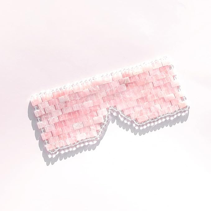 [glowiest] Rose Quartz Eye Mask: 100% Real Stone Eye Mask to improve Fine Lines, Puffiness and Irritation | For Hot & Cold Anti-Aging Therapy