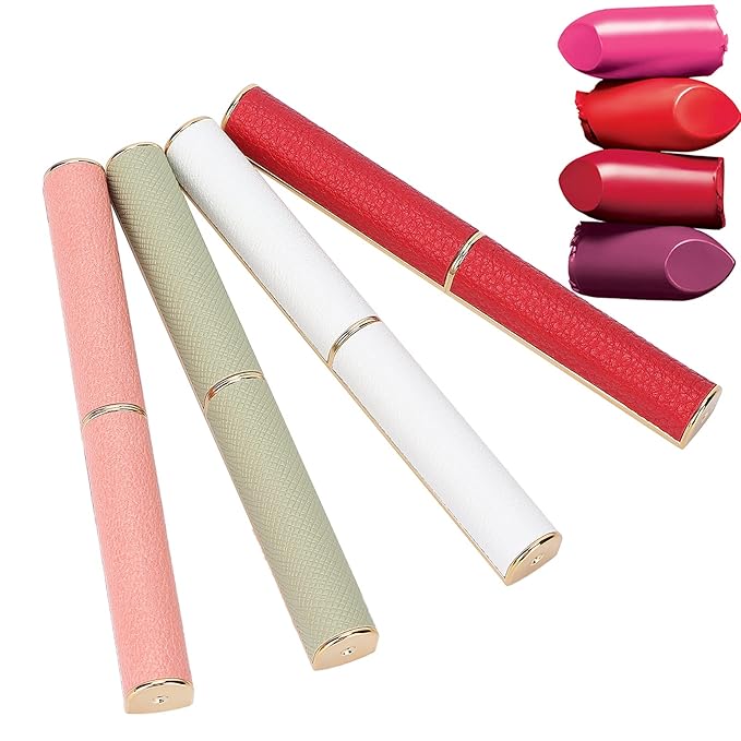 Sonew Empty Lipstick Tubes, 4Pcs Refillable DIY Lip Balm Tube Containers, Reusable Storage Containers Lip Balm Making Kit