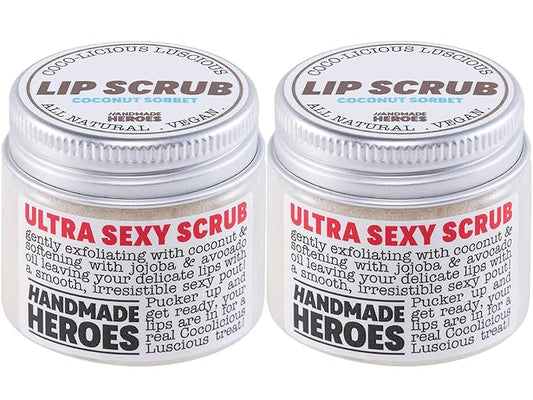 100% Natural Lip Scrub for Soft, Smooth Lips, Vegan Lip Scrub Gentle Exfoliator for Chapped and Dry Lips. 2 pc Coconut Lip Exfoliator Set lip exfoliator.