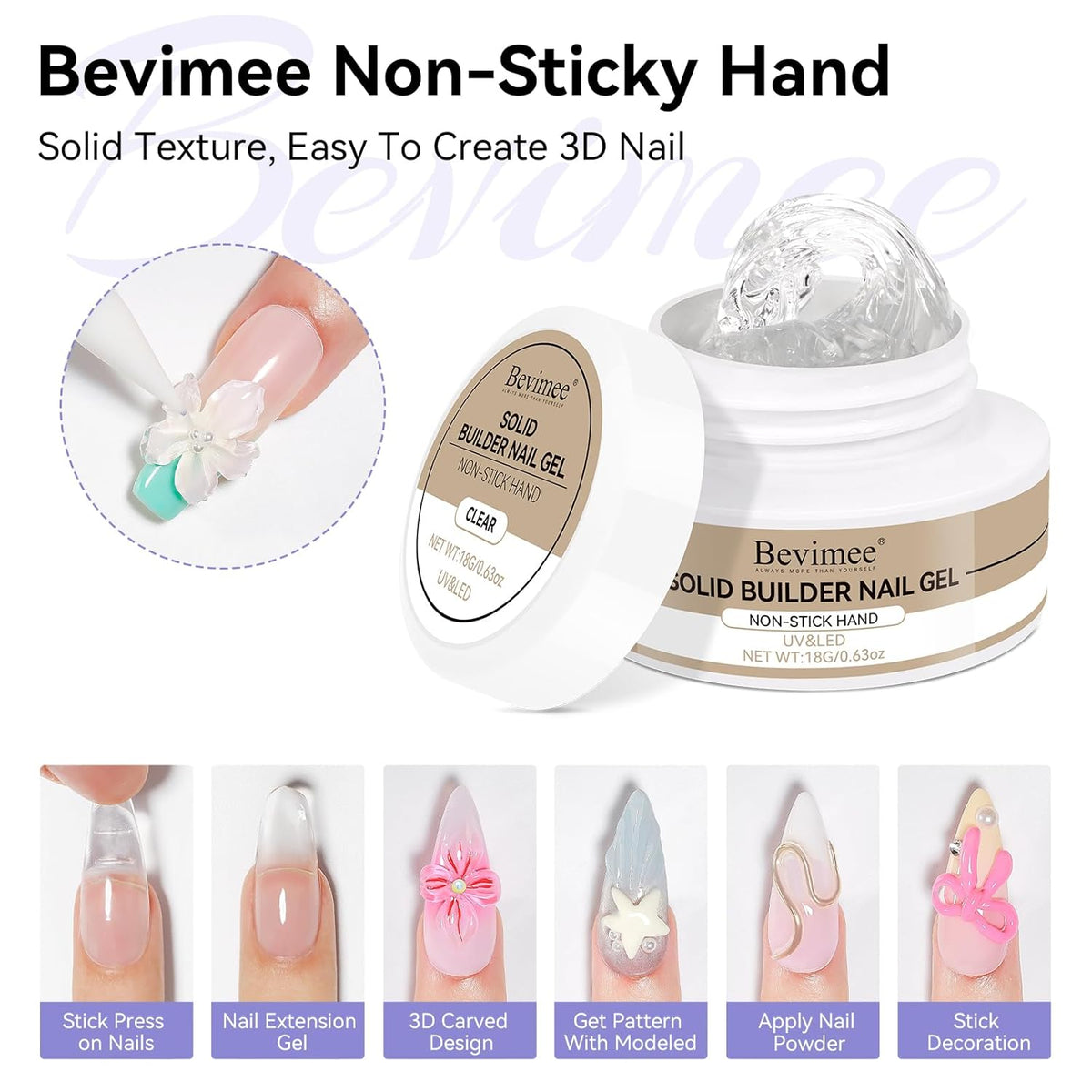 Sculpting Gel for Nail Art and 15ml Nail Glue, Solid Builder Gel for Nails Clear Non-Stick Hand For Modeling, Sculpture, Nails Extension UV/Led Manicure DIY At Home