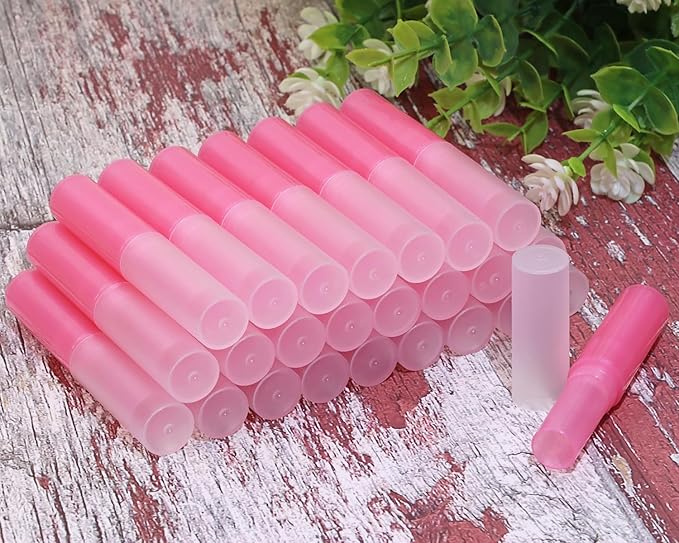 0.14oz Empty Flavored Lip Balm Container Tubes Plastic Homemade Moisturizing Lip Stick with Caps Bulk Fit for Women Adult DIY Making Supplies, 25 Count (Red)