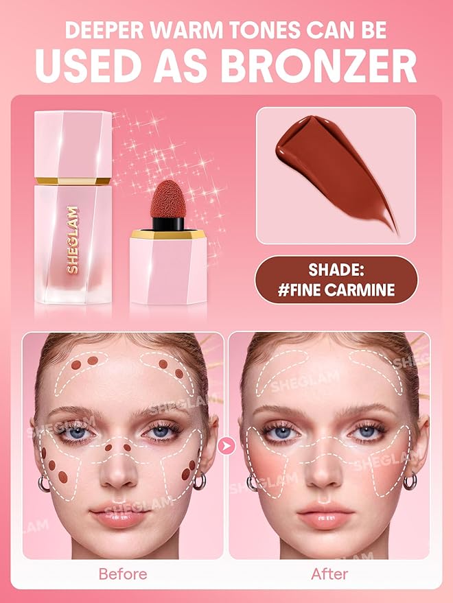 SHEGLAM Color Bloom Liquid Blush-Fine Carmine