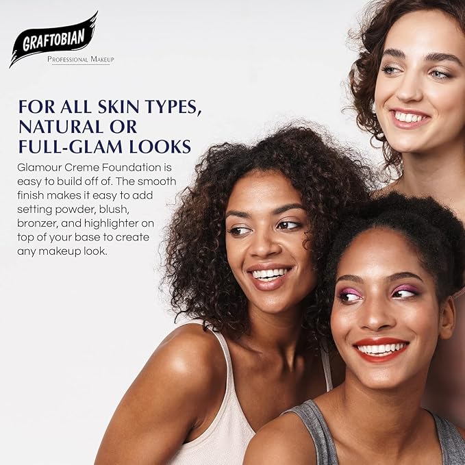 Graftobian HD Glamour Crème Foundation 1/2oz, Weightless Full Coverage Makeup, 65 Inclusive Shades, For All Skin Types, Natural or Full-Glam Looks, For Professionals and Beginners (Winter Sunlight)
