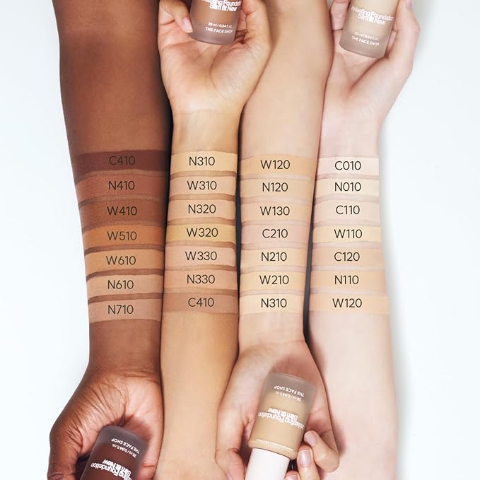THE FACE SHOP Ink Lasting Liquid Foundation, Full Coverage, 72‑Hour Wear Semi‑Matte Finish, Makeup with Bakuchiol, W610 Coffe, 0.84 Fl. Oz.