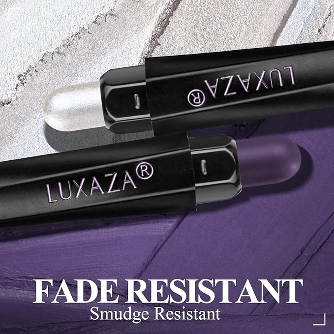 Neutral Eyeshadow Stick Makeup 6PCS Set, Pink and Purple Metallic Shimmer Matte Cream Eye Shadow Eyeliner Brightener Pencil Crayon - PURPLE MARTINI