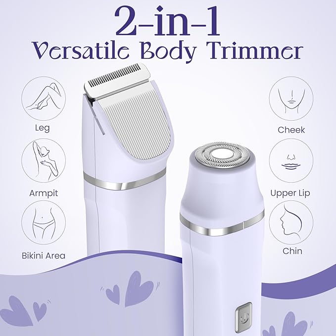 Electric Razors for Women - Wet/Dry Womens Electric Shaver for Legs, Replaceable Body Hair Blade Heads&Hair Remover for Face Head, No Nick, No Cut, No Razor Burn, Purple