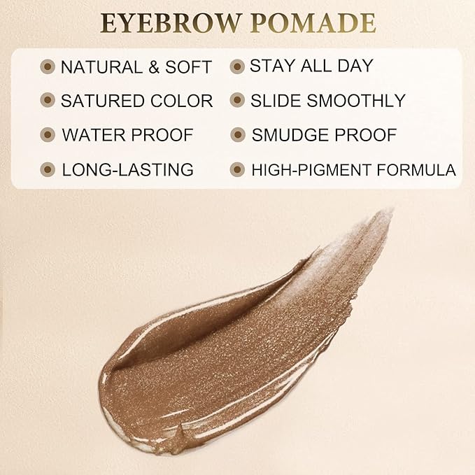 Eyebrow Pomade - Waterproof Brow Pomade for Long-lasting Results,Smudge Proof and Sweat Resistant Formula,Natural Eyebrow Makeup for All Skin Types and Tones - Taupe