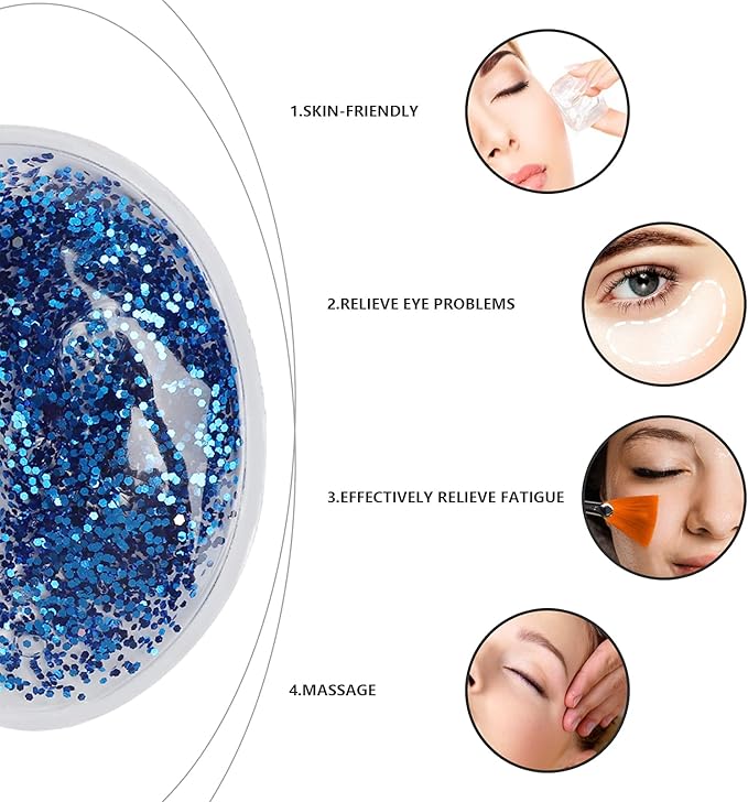 Eye Gel Ice Pack, Reusable Gel Eye, Eye Cooling Pad Hot Cold Eye Patch, Under Eye Patches to Relieve Tired Eyes, Dark Circles(Blue)