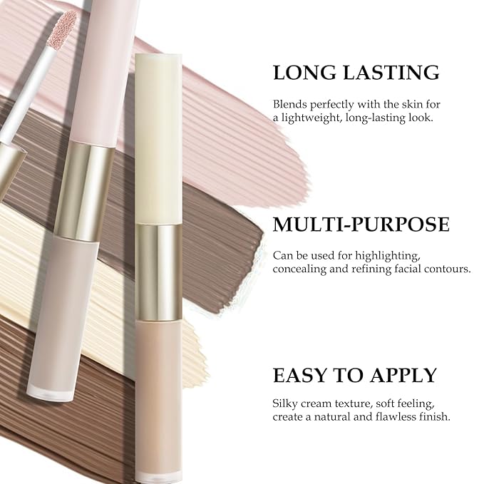 Boobeen Liquid Highlighter Contour Makeup, Face Highlighter Bronzer Stick, Silky Smooth Cream Face Illuminator Makeup Pen for Face & Body, Create a Natural Matte Finish, Lightweight, Long Lasting