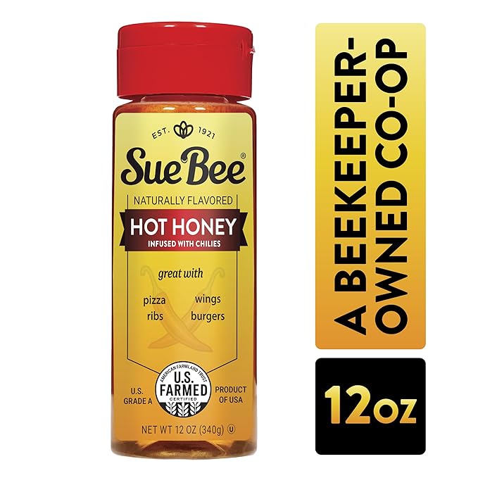 Sue Bee Naturally Flavored Hot Honey Chili Infused For Ribs, Wings, Burgers, 12 oz