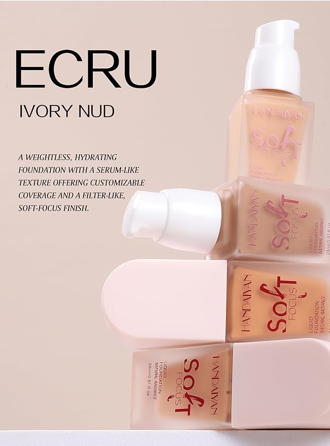 Full Coverage Soft Focus Liquid Foundation, Lightweight Moisturizing High Coverage Liquid Concealer Foundation Makeup, Waterproof Long Lasting Creamy Matte Liquid Concealer for Women, 03