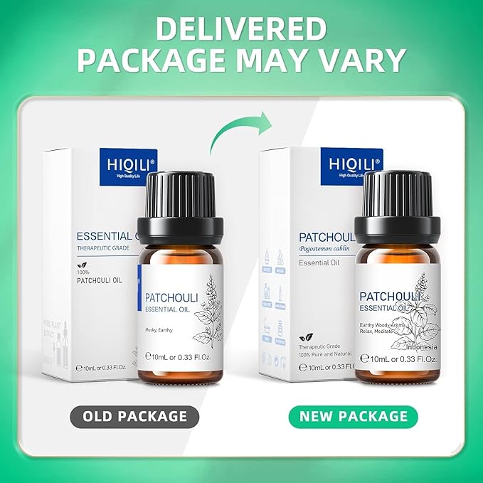 HIQILI 0.33Fl Oz Patchouli Essential Oil,100% Pure for Diffuser,Perfume DIY, Candle Soap Making-10ml