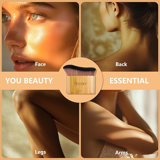 docolor Self Tanner Brush Large Body Makeup Brush, Soft Vegan Tanning Brush no stripes, for Foundation, Self-tanner, Bronzer, Self Tan Back Applicator Body + Face Self-Tan Blending Brush Gift Box