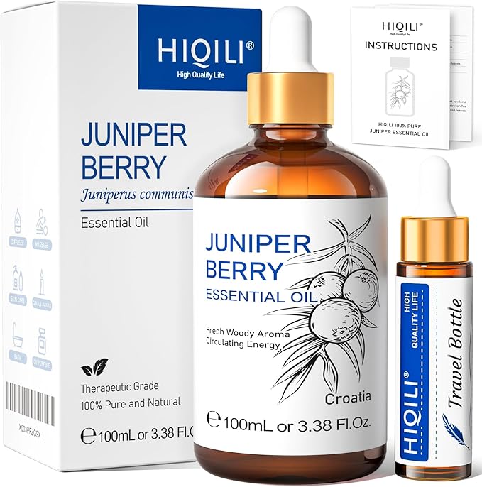 HIQILI 100ML Juniper Berry Essential Oil,100% Pure Natural Undiluted Premium - 3.38 Fl Oz