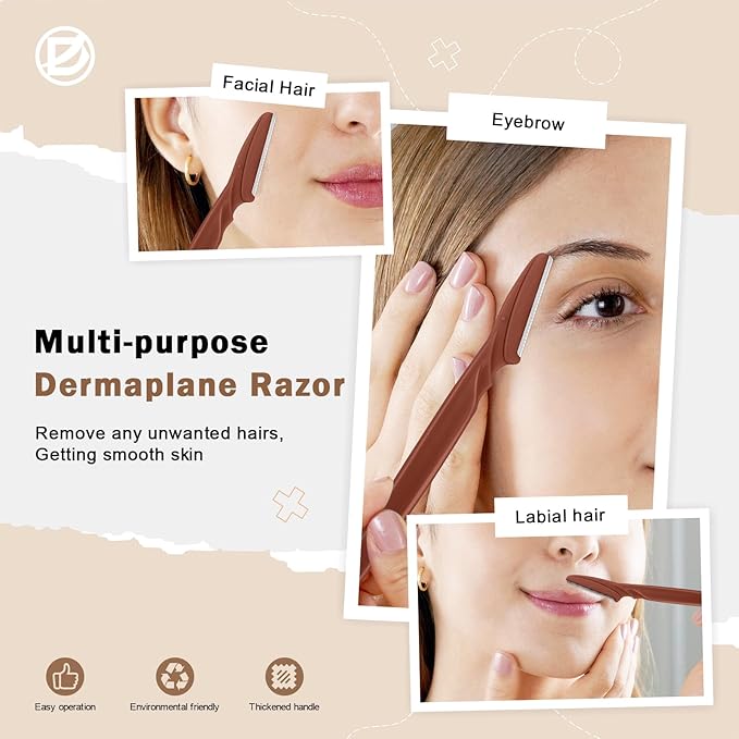D Dermaplane Razor for Women Face - 6PCS Face Razors for Women - Eyebrow Razor with Precision Cover - Face Shaver for Men - Facial Hair Removal for Men - Neutral