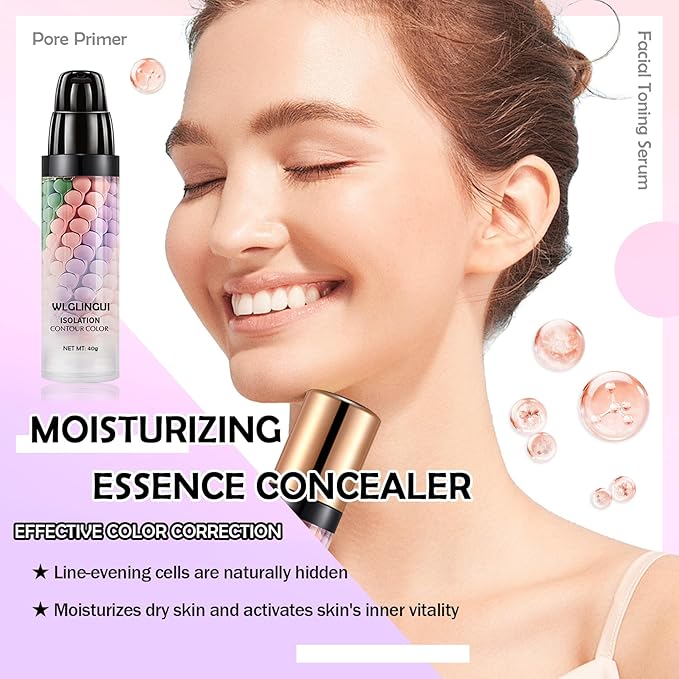 One Step Color Corrector,Tri-Color Color Correcting Facial Serum,Moisturizing Color Changing Foundation,Oil Control Tinted Moisturizer Isolation Cream for Face Makeup Primer Base