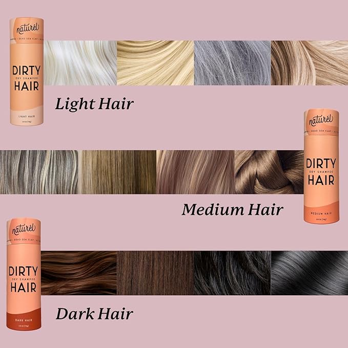 NATURL Dry Shampoo Volumizing Powder for Oily, Dark Hair | Non Aerosol, Oil Absorbing, Travel Size, Vegan, Talc Free, Aluminum Free | Grapefruit Scent | 2.6 Ounces