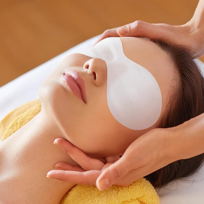 PAGOW 400 Sheets Disposable Non Woven Eye Care, Cotton Paper Facial Eye Pads Spa, DIY Clear Eye Mask Paper Beauty Sheets for Skincare Spa Wrap Moisture Retention