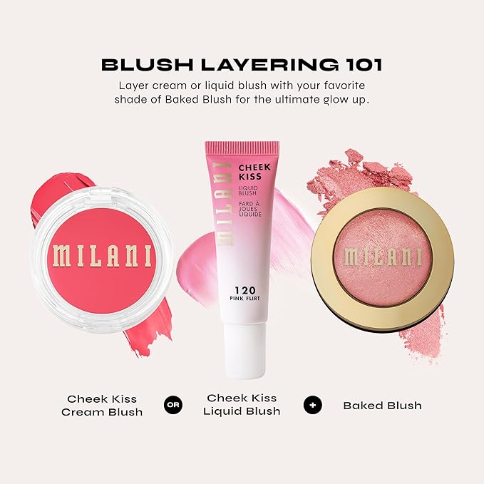 Milani Baked Blush, Powder Blush for Cheeks, Cruelty Free Makeup - Shape, Contour & Highlight Face for a Shimmery or Matte Finish - Berry Amore