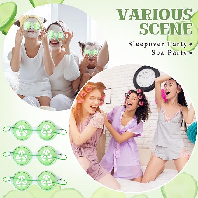 12 Pcs Cucumber Eye Pads Gel Eye Masks Cooling Heating Eye Pads Spa Party Favors Sleepover Party Slumber Party Supplies