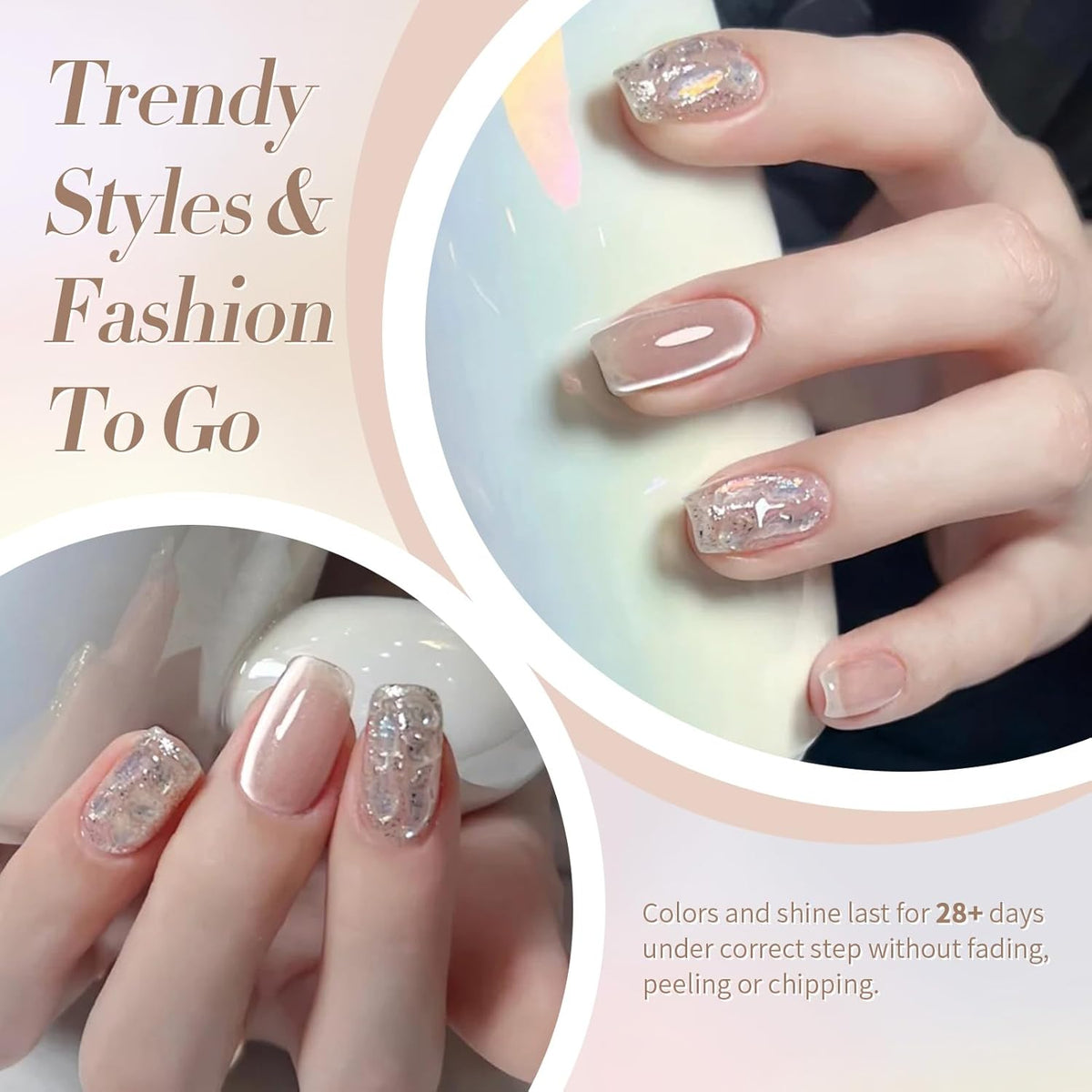 Born Pretty Cat Magnetic Eye Gel Nail Polish, Nude Moonlight Cat Magnetic Gel, Glass Shiny Effect Nude Soak Off Nail Art Salon Manicure Home Gift 15ml