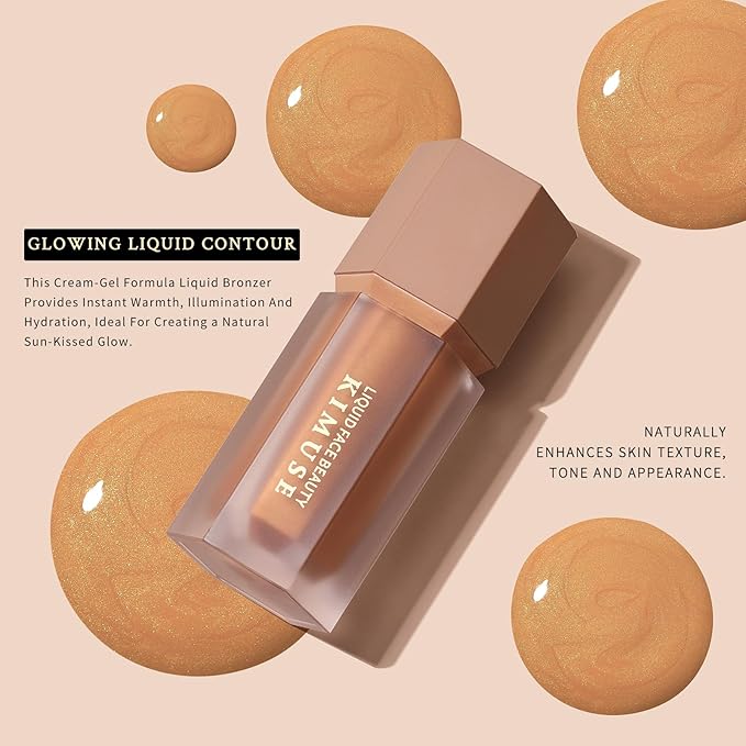 KIMUSE Soft Liquid Contour Stick, Glow Liquid Cream Bronzer, Weightless, Long-Wearing, Smudge Proof, Natural-Looking, Blendable, Bronzer Makeup