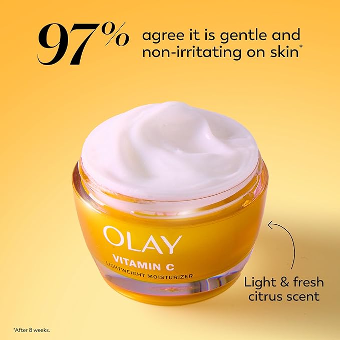 Olay Vitamin C Face Moisturizer, Brightening Cream for Women, Instant Hydration, Evens Tone, Dark Spot & Hyperpigmentation Reduction, Glowing Skin Care - Niaciniamide, Lactic Acid, 1.7 Oz