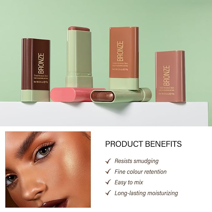 Blush Stick, Cream Blush Stick for Cheeks & Lips, Blendable Long-Lasting Multi-Use Contour Stick & Highlighter Makeup (BEACH GLOW)
