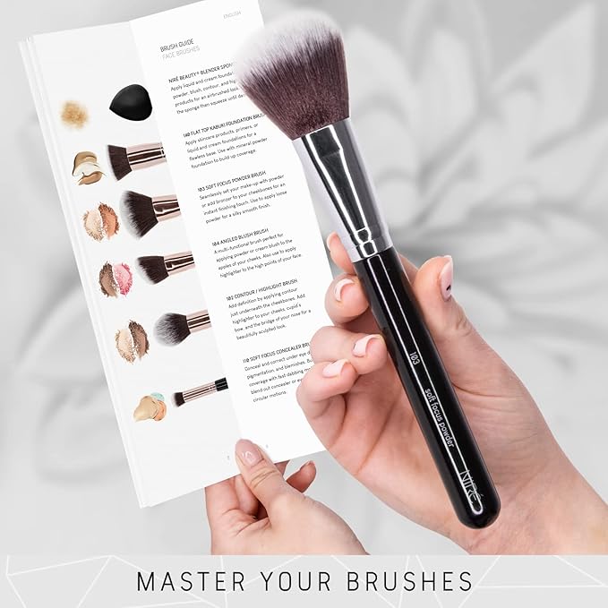 Niré Beauty 15piece Award Winning Professional Makeup Brush Set: Vegan Makeup Brushes with Case, Makeup Sponge, Brush Cleaner, Guide, Gift Box