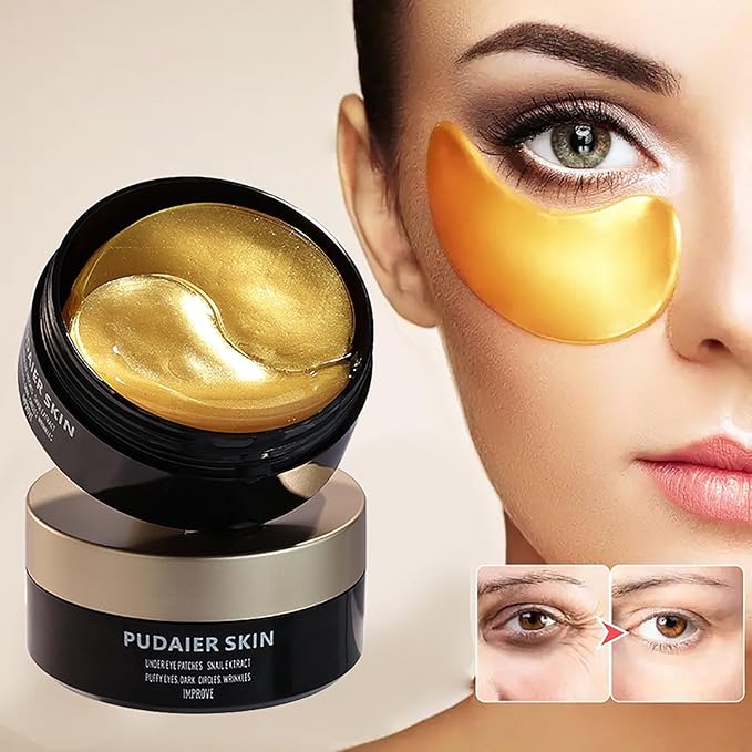 Eye Gel Patch（30 Pairs）Under Eye Patches Mask Essence Extract Under Eye Gel Pads to Reduce Puffy eyes, Dark Circles and Wrinkles (Gold)