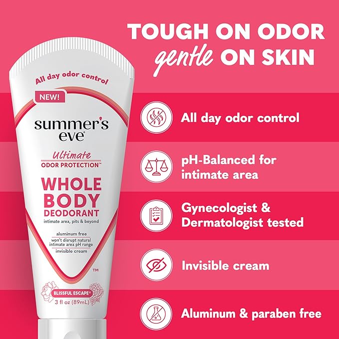 Summer's Eve Whole Body Deodorant Cream, Blissful Escape, 3 fl oz