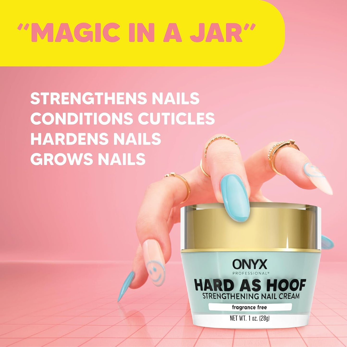 Onyx Professional Hard As Hoof Nail Strengthening Cream, Unscented - Nail Growth & Conditioning Cuticle Cream Stops Splits, Chips, Cracks & Strengthens Nails, 1 oz