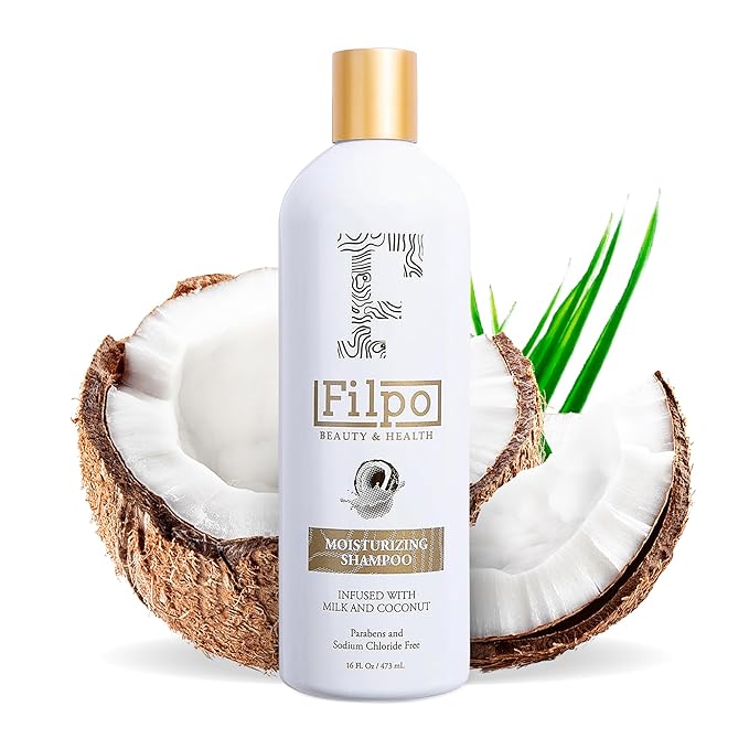 FILPO Coconut Milk Moisturizing Shampoo - Sulfate Free with Coconut Oil and Argan Oil, Clarifying for Natural and Curly Hair Care