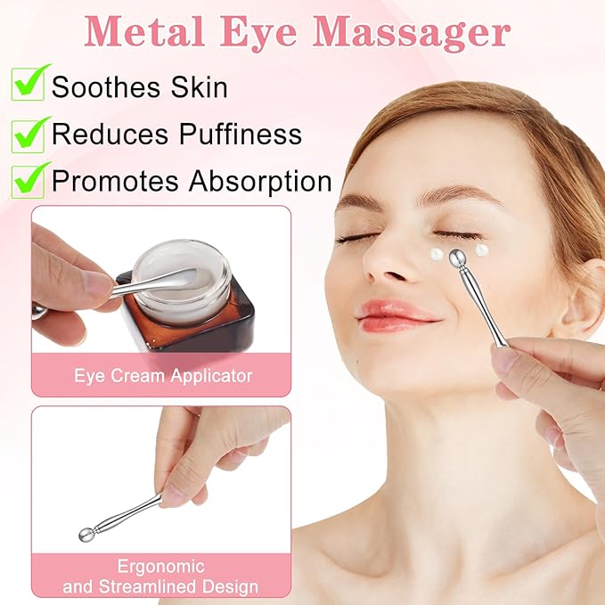 Under Eye Patches, 4 Pairs Reusable Under Eye Patches, Eye Patches for Puffy Eyes, with Metal Eye Cream Applicator, Eye Mask Silicone Eye Patches for Lifting Effect & Minimize Fine Lines & Wrinkles