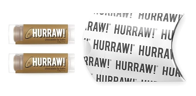 Hurraw! Chocolate Lip Balm, 2 Pack: Organic, Certified Vegan, Cruelty and Gluten Free. Non-GMO, 100% Natural Ingredients. Bee, Shea, Soy and Palm Free. Made in USA