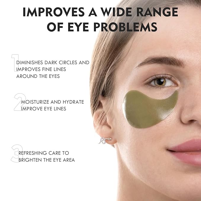 Eye Gel Patch（30 Pairs）Under Eye Patches Mask Essence Extract Under Eye Gel Pads to Reduce Puffy eyes, Dark Circles and Wrinkles (Green Tea)