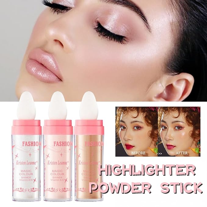 Polvo De Hadas Fairy Highlight Patting Powder Body Brightens the Natural Three-dimensional Patting Powder Blusher(01# White Moonbeam)