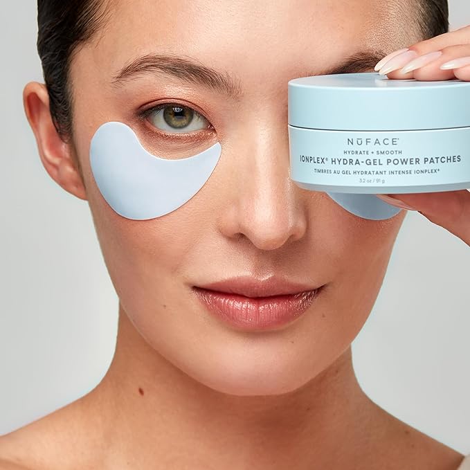 NuFACE IonPlex Hydra-Gel Power Under Eye Patches - Gel Under Eye Mask for Puffy Eyes & Dark Circles - Cooling Wrinkle Patches & Hydrating Treatment Pads to Energize, Brighten & Tighten (60 Count)