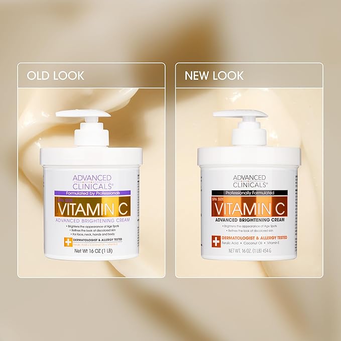 Advanced Clinicals Retinol Body Lotion + Brightening Vitamin C Cream 2pc Skin Care Set | Skin Tightening Body Moisturizer & Face Lotion | Crepey Skin Care Treatment | Skin Care Products, 2pc Set