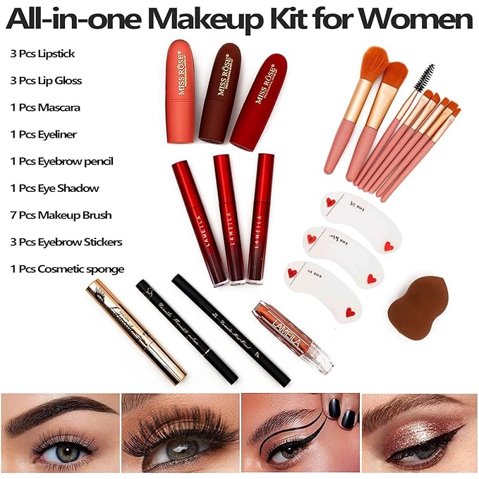 132 Color All- In- One Makeup For Women Full Kit,Professional Makeup Kit,Makeup Gift Set for Women &Girls,Include eyeshadow/lipstick/concealer/Lip Gloss/Eyeliner/Mascara/Makeup Brushes(Pink)