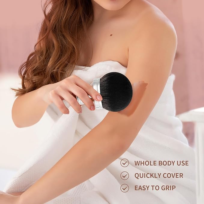 docolor Extra Large Body Makeup Brush For Self Tanner, 3 Inch Width Self Tanning Brush Kabuki Brush, Soft synthetic hair, for Foundation, self-tanners, bronzer, sun blocks, powder, For Face and Body