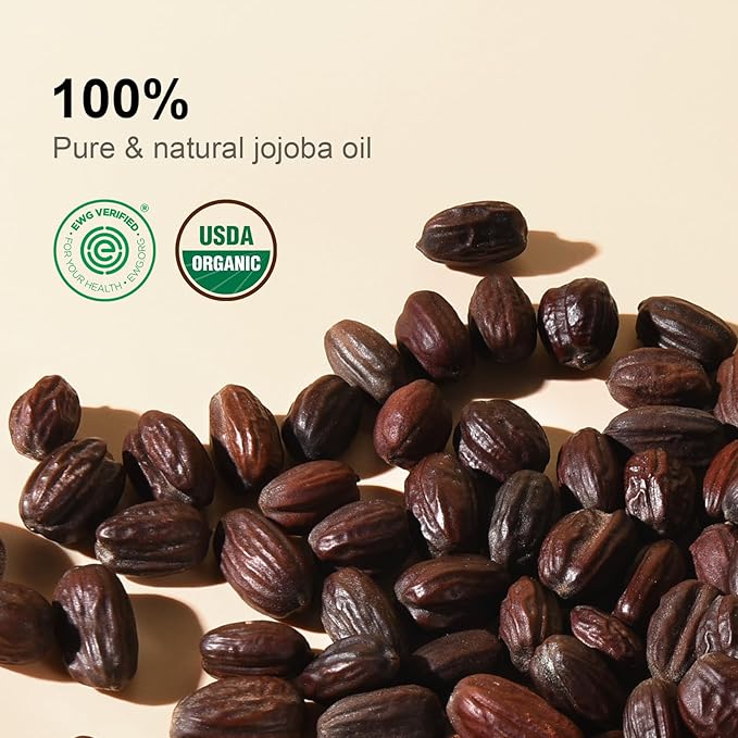 Yoken Pure Jojoba Oil Organic USDA Certified 16 fl oz, 100% Natural Jojoba Oil for Hair, Skin & Face, Cold Pressed Unrefined, Deeply Moisturizing Body Carrier Oils for Essential Oils Mixing