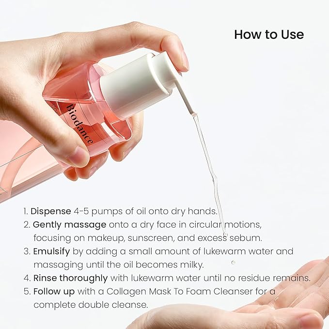 BIODANCE Collagen Cleansing Oil, Facial Oil Cleanser, Gentle Makeup Remover without Clogging Pores, Removes Bleackhed and Whitehead for Sensitive Skin, Oily Skin, Korean Skincareㅣ6.76 fl. oz. (200 ml)
