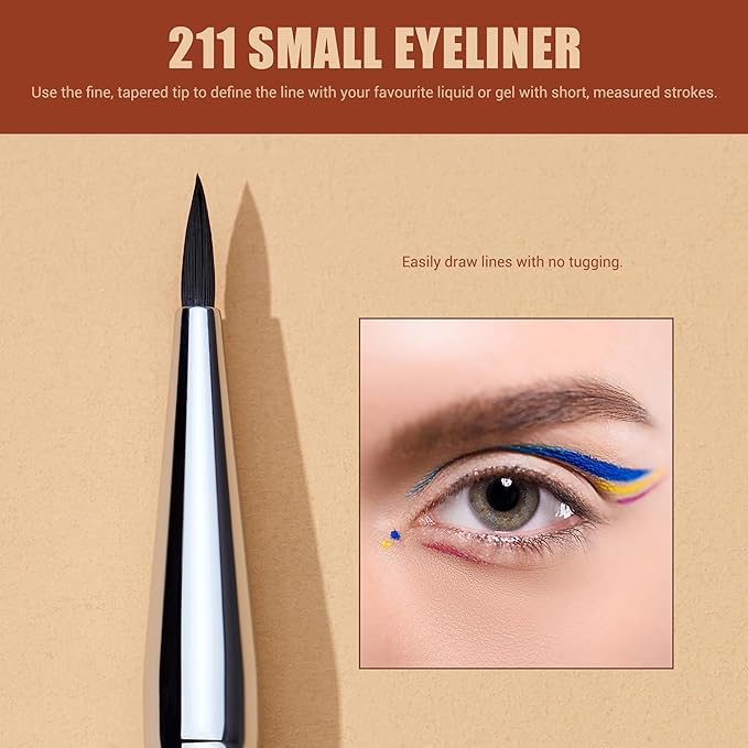 Jessup Eyeliner Brush Set, 3pcs Pro Precision Eyeliner Brushes Fine Point Angled Thin Gel Liquid Flat Winged Eye Liner Brush, Black T346