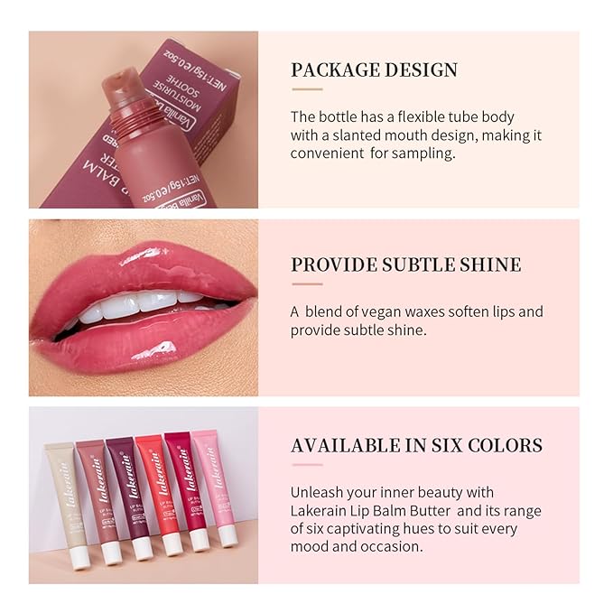 Lip Butter Balm, Day/Night Hydrating Lip Mask, Moisturizing Lip Balm Butter, Ultra-Nourishing Lip Care Moisturizer, Lip Butter Gloss Shine Lip Glow Oil Makeup#6 Pink Sugar