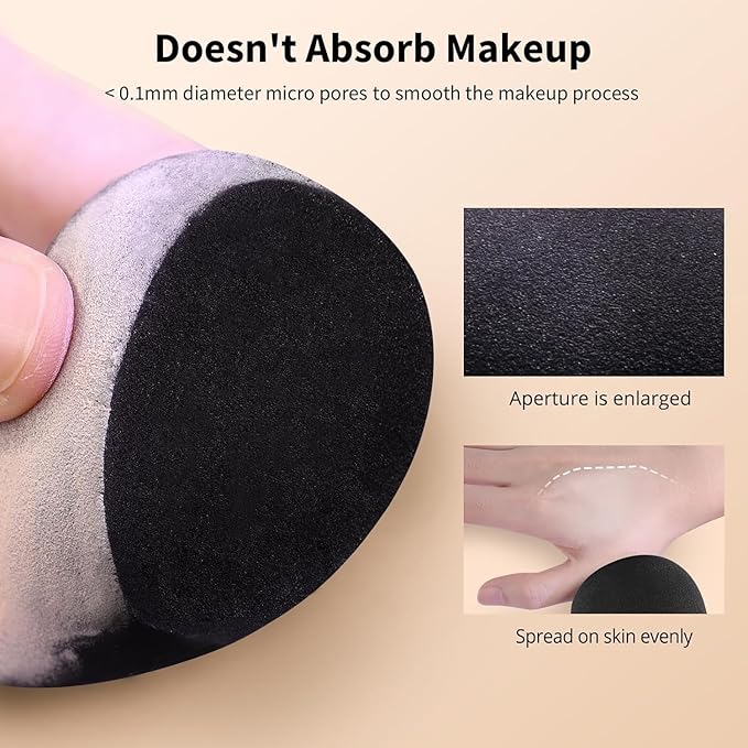 BEAKEY Makeup Sponge Set, 5 Pcs Foundation Blending Sponge, Beauty Sponges Flawless for Liquid, Cream, and Powder, Latex-Free and Vegan Boun Boun Sponges, Makeup Sponges Black